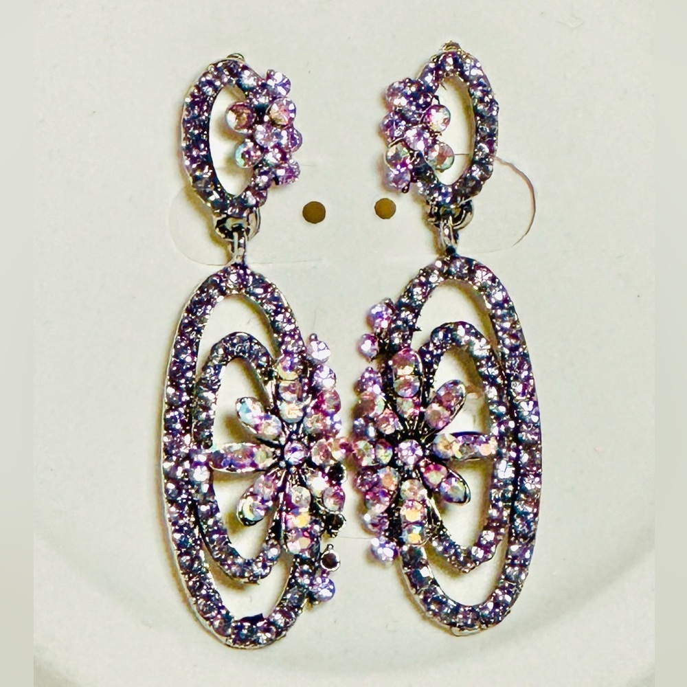 SP SOPHIA COLLECTION Purple and Silver Necklace Set pierced earrings new 2010 - Picture 2 of 13